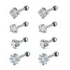Set 4 18G Stainless Steel Cartilage Ring Earrings Zircon Helix Tragus Daith Piercing Jewelry for Women Girls' Wedding Daith