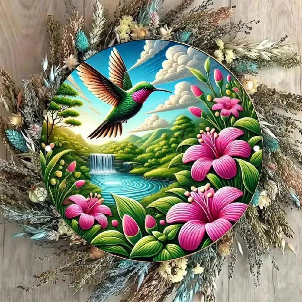 Aluminum Metal Wall Art Nature Design Round Home Cafe Decor