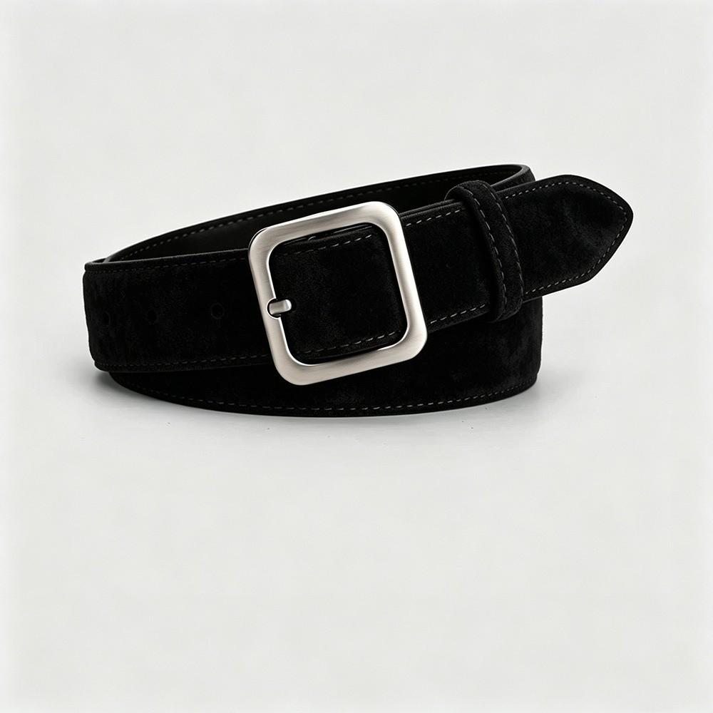 Square Alloy Buckle Suede Belt PU Leather Square Buckle Belt For Jeans Skirts Pants Dresses