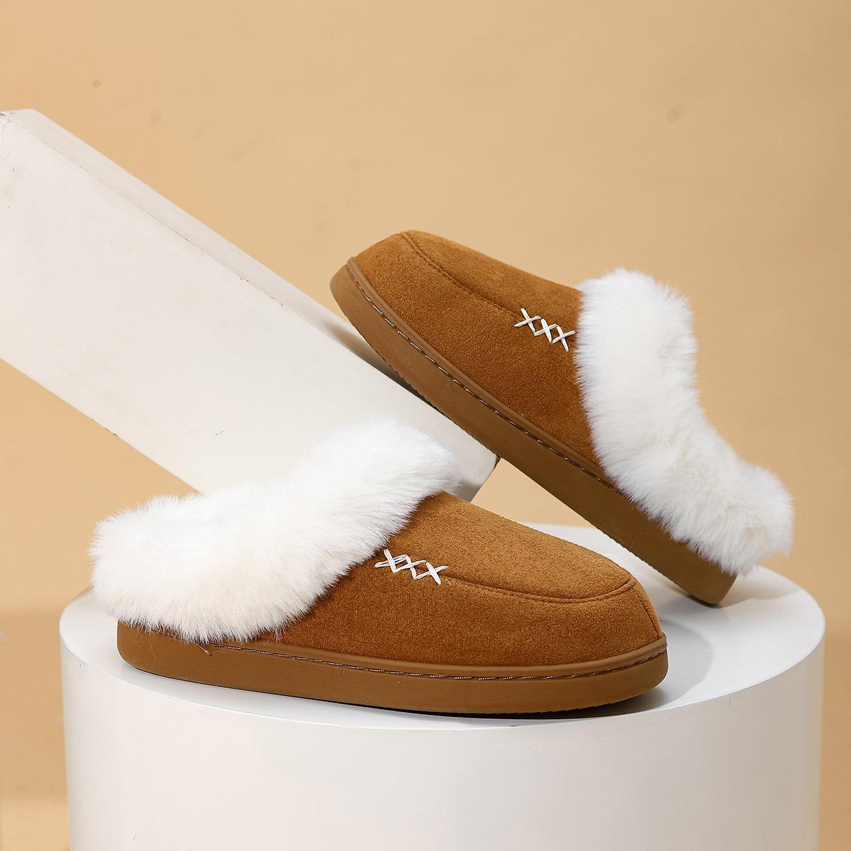

Hairy Slippers for Home Warmth, with A Cotton Heel and Plush Anti Slip Cotton Slippers. Thick Winter Home Shoes 36-37 чорний