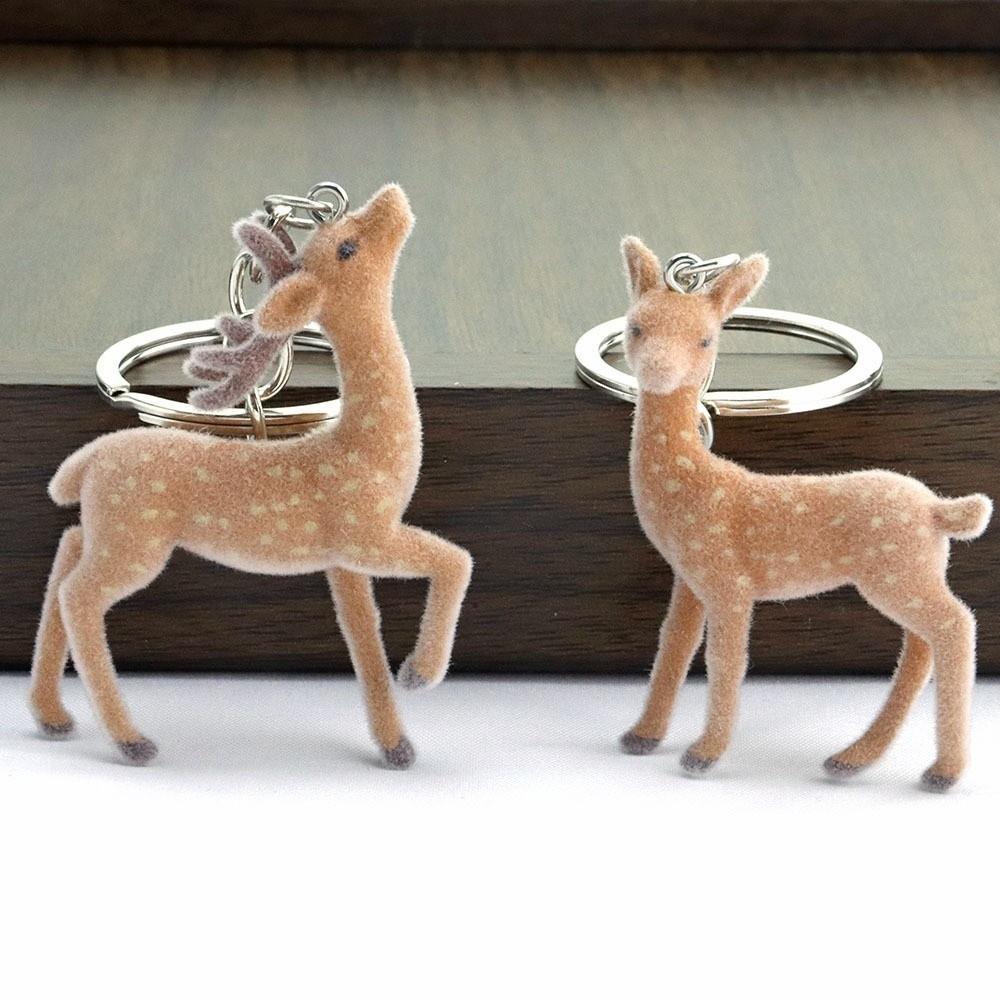 Sika Deer Style Christmas Elk Keychains 3D Design DIY Bead Case Deer Keychain Christmas Gift
