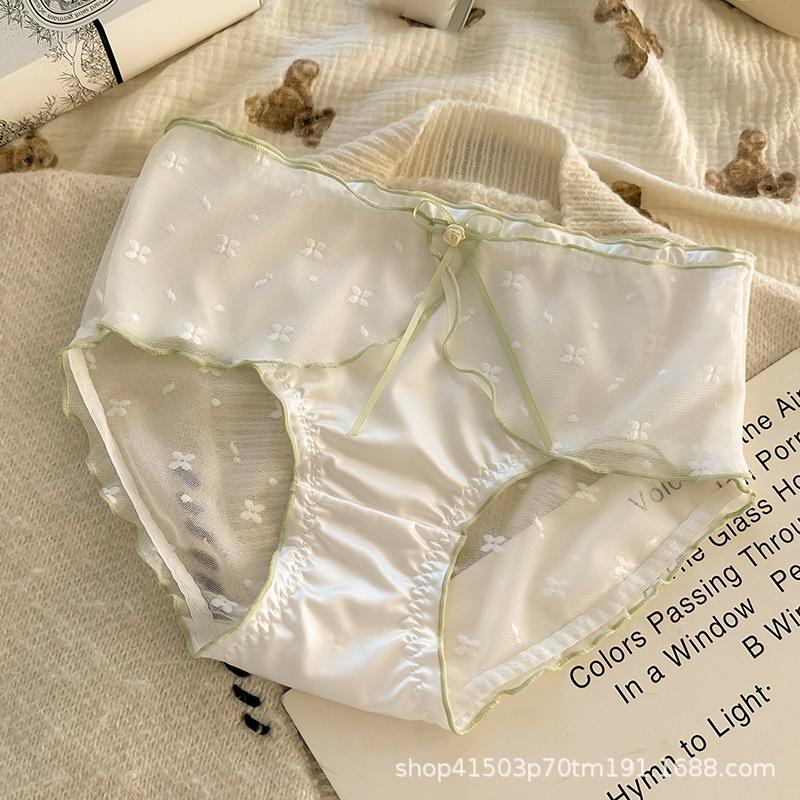 Ladies Sweet Sister Wind Lace Sexy Sweet Cute Sexy Pure Desire Wind Lace Mid Waist Briefs Underwear
