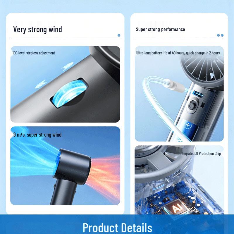 New Style High-End Portable Mini USB Fan: Customizable, Handheld or Desktop, with Digital Display