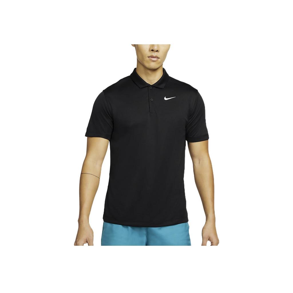 Nike Solid Color Buttoned Short Sleeve Polo Shirt Men Tops Black DH0858-010