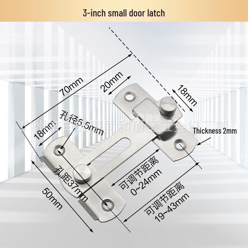 Stainless Steel Barn Door Bolt: Security Latch for Hotel Rooms - Available In Small and Large Sizes