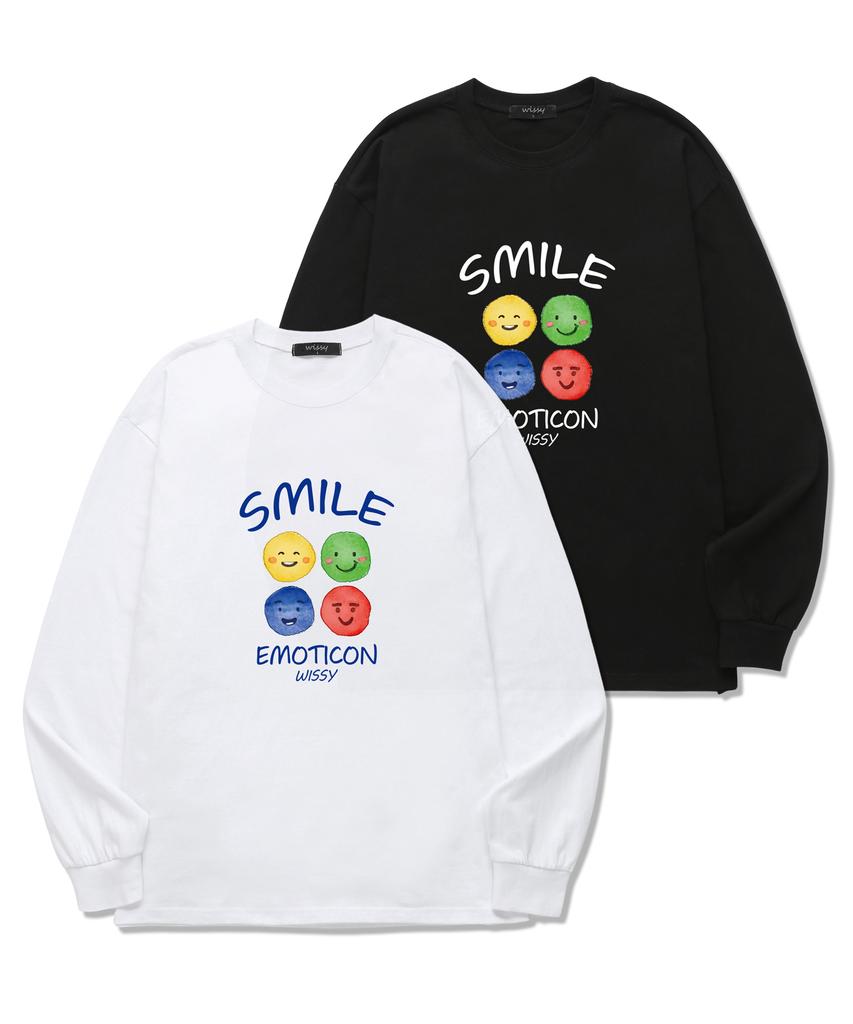 Wissi Smile Emoticon Long Sleeve T-Shirt (Wls007) White