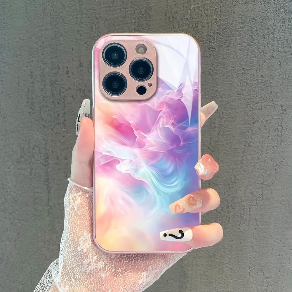 Creative advanced sense niche dream smudge gradual change glass phone case iPhone17 women's protective case Apple 11