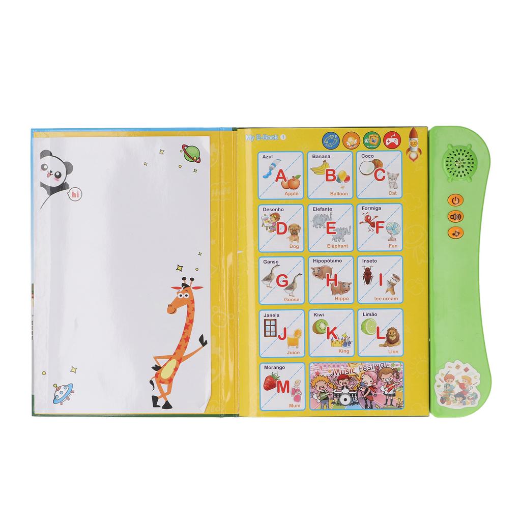 Portuguese English Sound Book for Bilingual Children Alphabet Numbers Animals Fruits Vegetables Educational Sound Reading Book