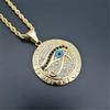 Pendentif Collier Oeil d'Horus Égyptien & Chaîne pour Hommes Femmes Couleur Or Acier Inoxydable Rond Hiphop Bijoux Anciens Égypte N1238