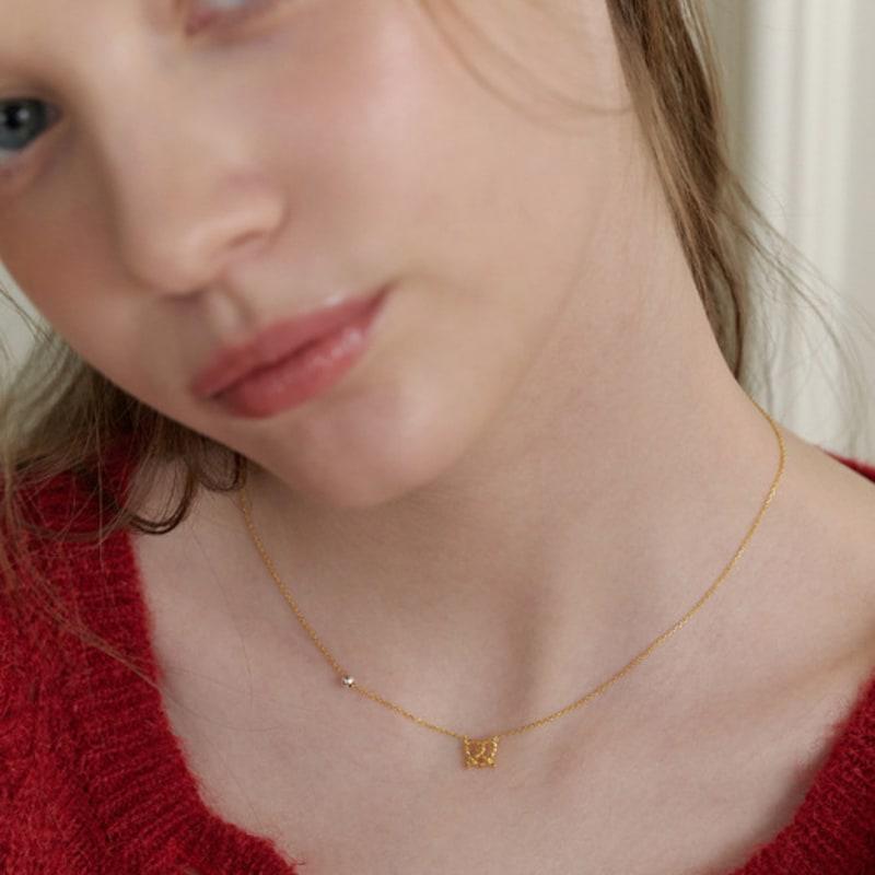 TATIANA (925 Silver) Pretzel Heart and Ball Necklace NZ2181