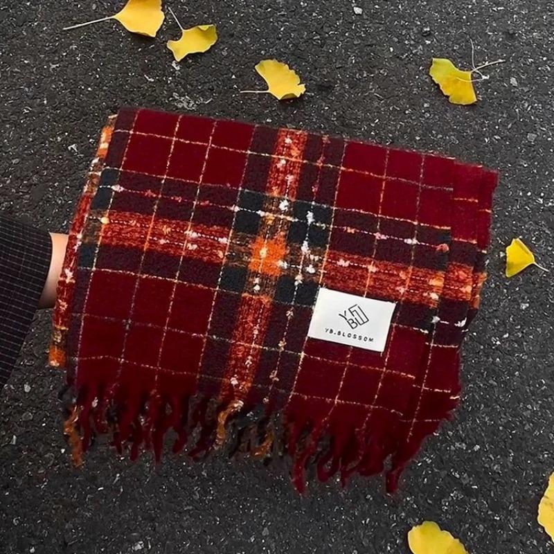 Angela red berry star christmas plaid scarf women autumn and winter christmas thickening atmosphere scarf gift