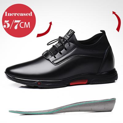Fashion FUQIAO Fashion Lift Sneakers Men Luxury Platform Elevator Shoes Brown Leather Elastic Band Casual Height Increasing 5-7 CM Shoes