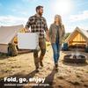 3ft Folding Camping Table, Picnic Table with Mesh Storage Layer, Carrying Bag and Metal Frame, Cream White