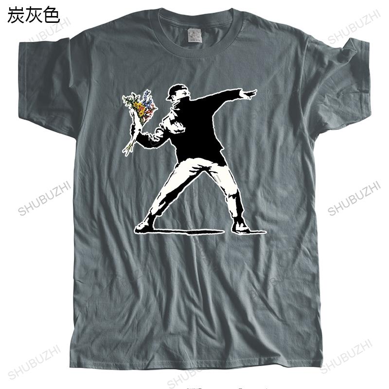 Hot Sale Unisex Streetwear T Shirt Cotton Tshirt Unisex Flower Thrower Banksy Panda Guns Urban Art Funny Summer Top Tees Unisexs Tshirt