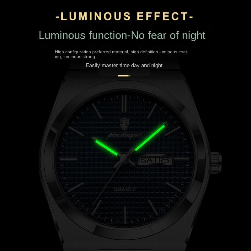 Topmarke Ultraflache Luxus Herrenuhr Wasserdicht Leuchtend Quarz Doppelkalenderuhr