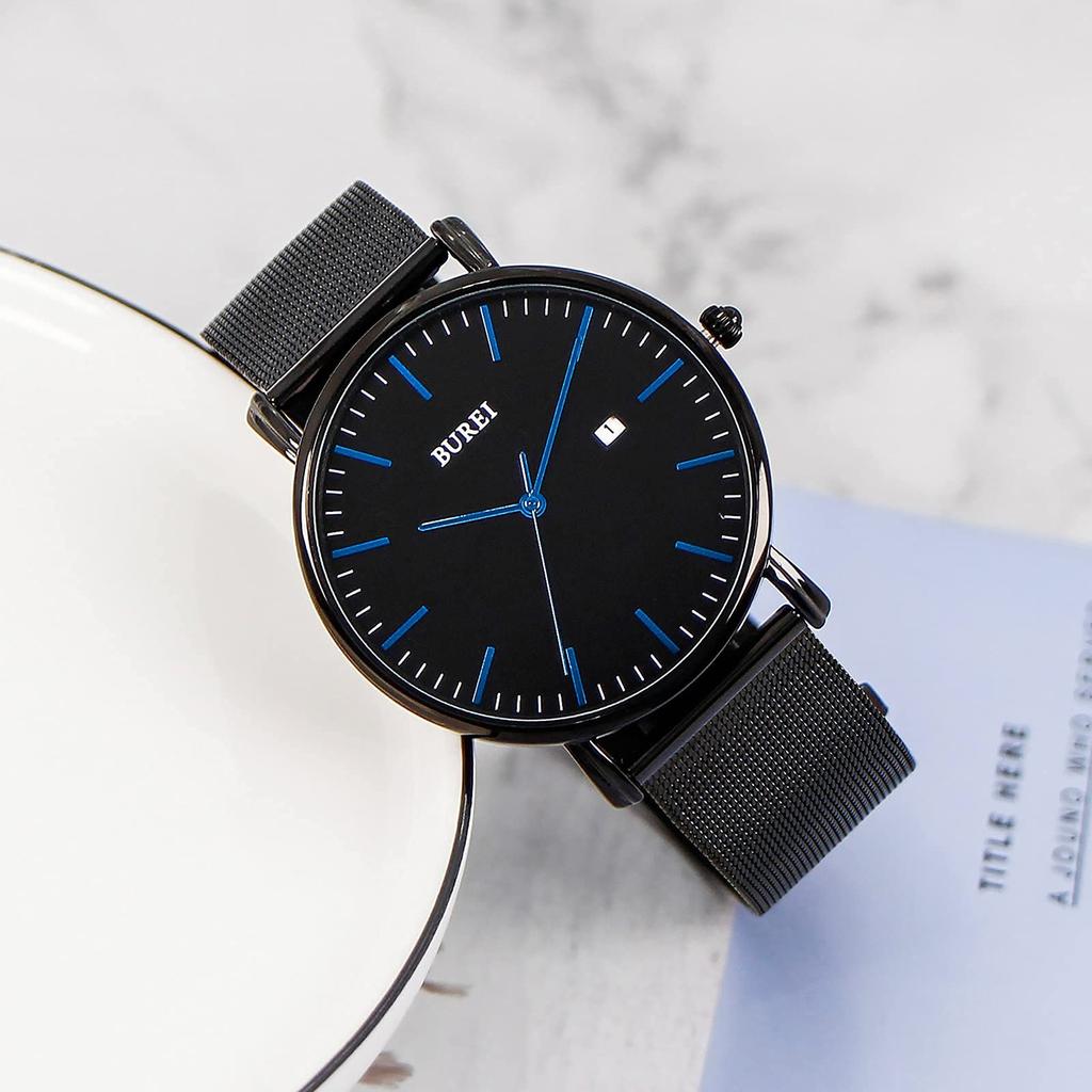 Watch Simple Waterproof Analog Popular Watch Brand Stylish Milanese Mesh Belt W14 Watch [BUREI] Men's Men's