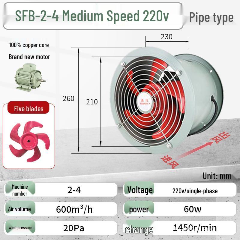 Zhejiang Yishen Oil & Moisture-Proof High-Temperature Axial Ventilation Fan for Industrial Kitchens, 220V/380V.
