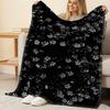 Lightweight Flannel Throw Blanket Soft Cozy Warm Floral Blanket for Home, Lounging, Window Seat Decor, Christmas & Halloween
