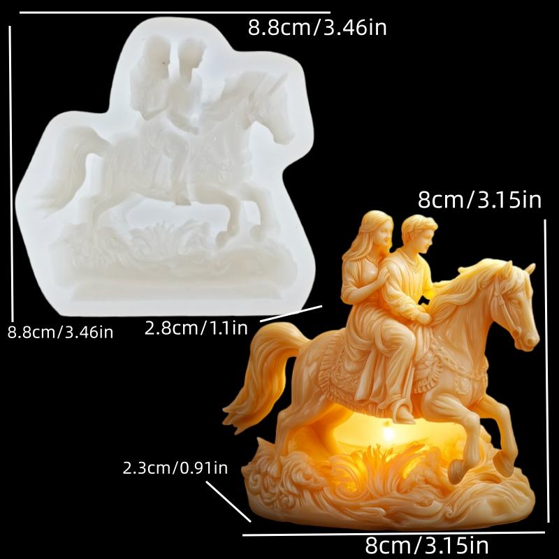 Male Female Couple Riding Horse Candles Silicone Mold Bridal Bride Riding horse Resin Mould Valentine's Day Gift Gypsum Mold