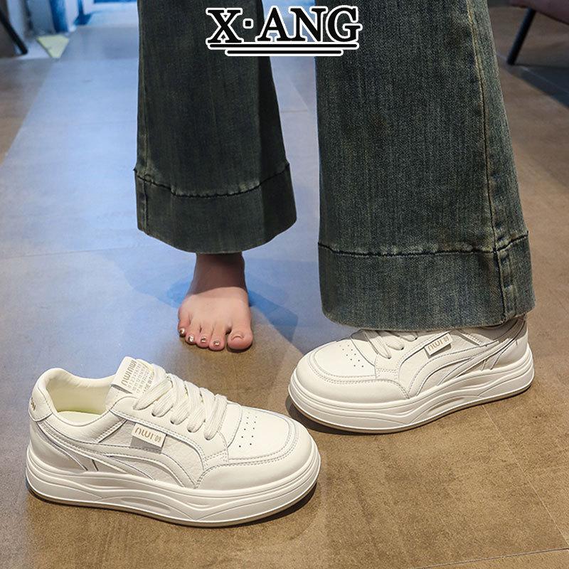 Leather platform white shoes women's shoes autumn new versatile student shoes lightweight casual sports shoes board shoes