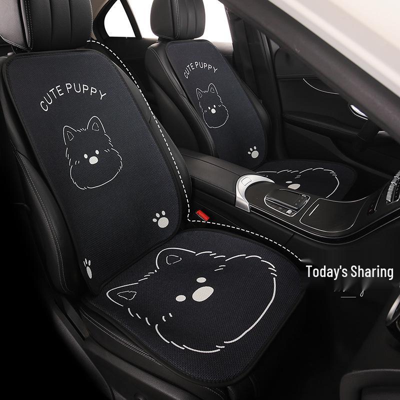 West Highlands Cute Cartoon Cotton Linen Car Seat Cushion for Women - Fits Toyota BZ3, RAV4, Corolla, and Ruifang