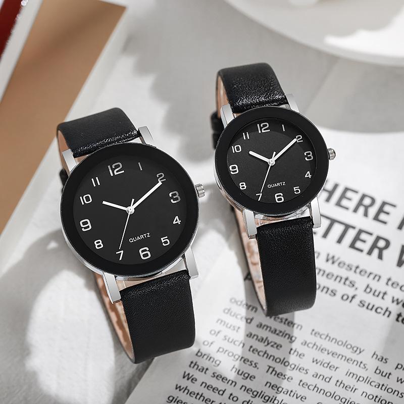 Casual Couple Watches Fashion Simple Leather Clock Watches Women Men Casual Digital Quartz Wristwatches Relojes Para Mujer