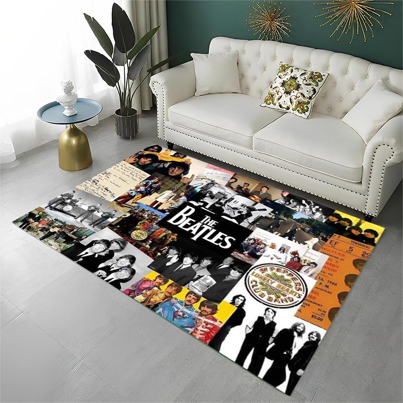 The B-Beatles Rock Band Star Carpet Rug for Playroom Bedroom Living Room Sofa Home Decor,kid Game Area Rug Non-slip Floor Mat