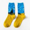 starry starry night Cotton Funny painting Socks Women Men Western Mona Lisa Kiss Oil Painting Retro-classical Series Couple Sock