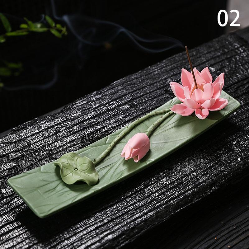 Ceramic Lotus Incense Stick Holder Household Zen Lotus Ceramics Incense Burner Ceramic Handicrafts Home Ornaments (NO Incense)
