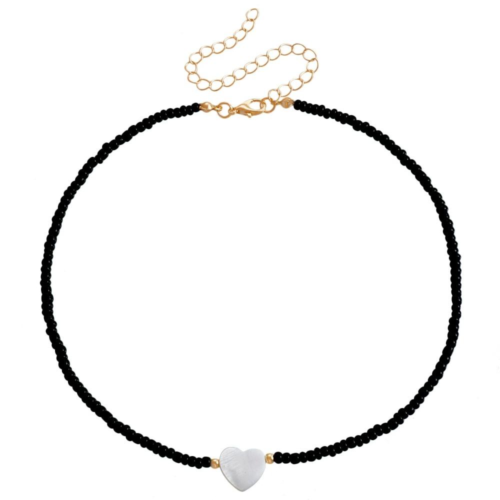 2025 New Personalized Natural Shell Love Heart Choker Simple Handmade Moon Bead Necklace for Women Fashion Accessories Gifts