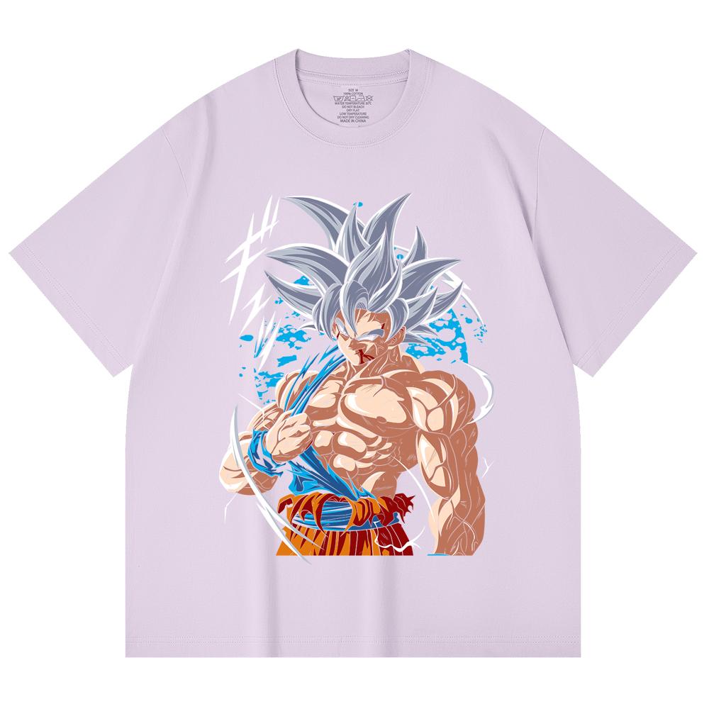 230 Gsm 100% Cotton Dragon Ball V47 Goku Ultra Instinct Print Unisex Heavy Cotton T Shirt