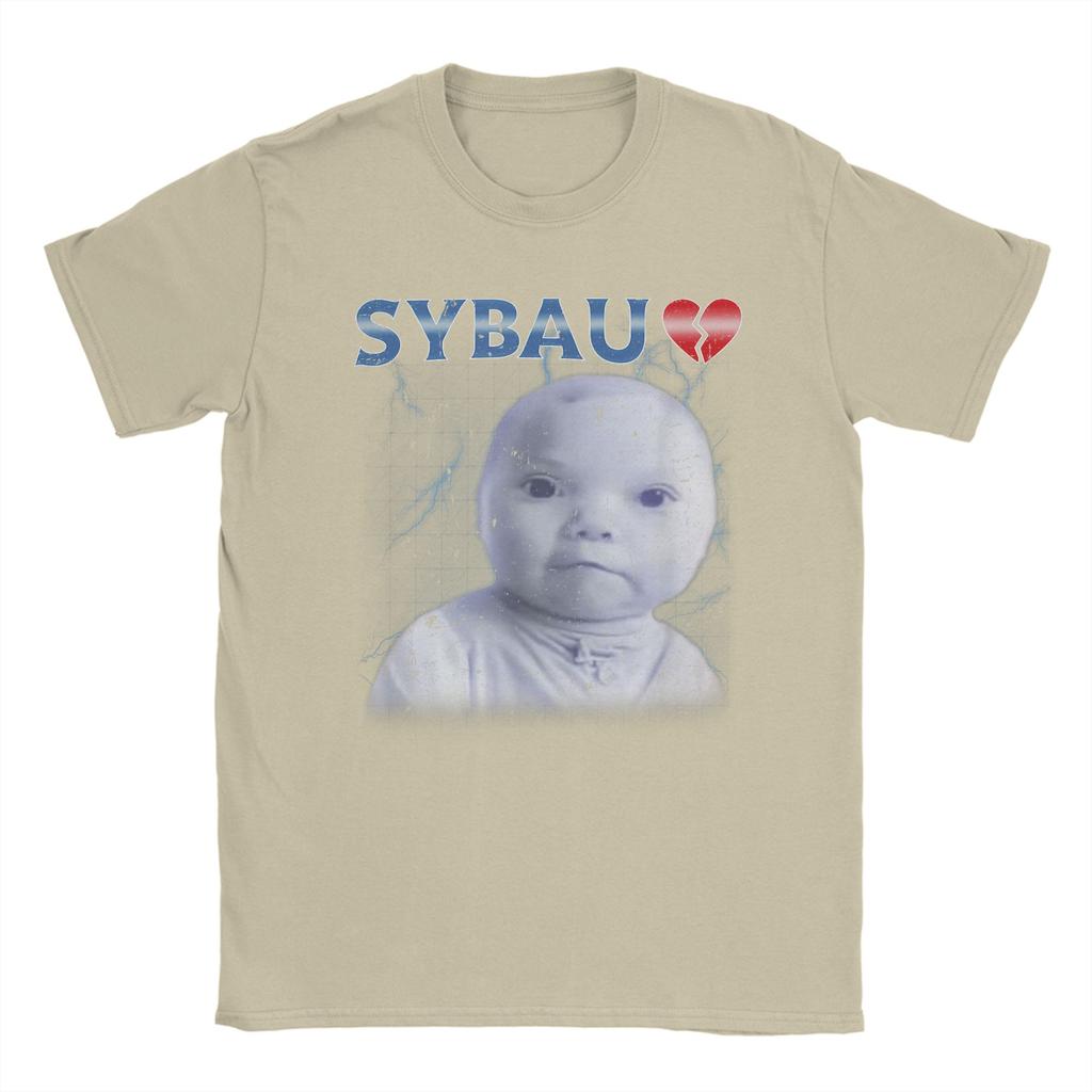 SYBAU Meme Niche Tuff AI Baby Holding Laugh T Shirt Cotton TShirts For Men Hip Hop Tee Shirt ShortSleeve Vintage Clothing