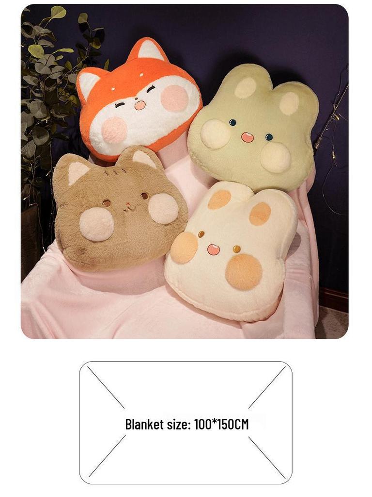 Adorable Rabbit 3-in-1 Air Conditioning Blanket, Throw Pillow, and Nap Pillow for Stomach Sleeping