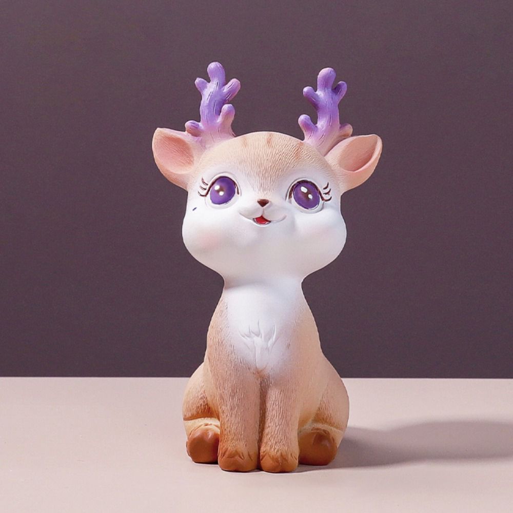 Reindeer Car Decoration Resin Animal Statue Mini Elf Deer Figurine  Home