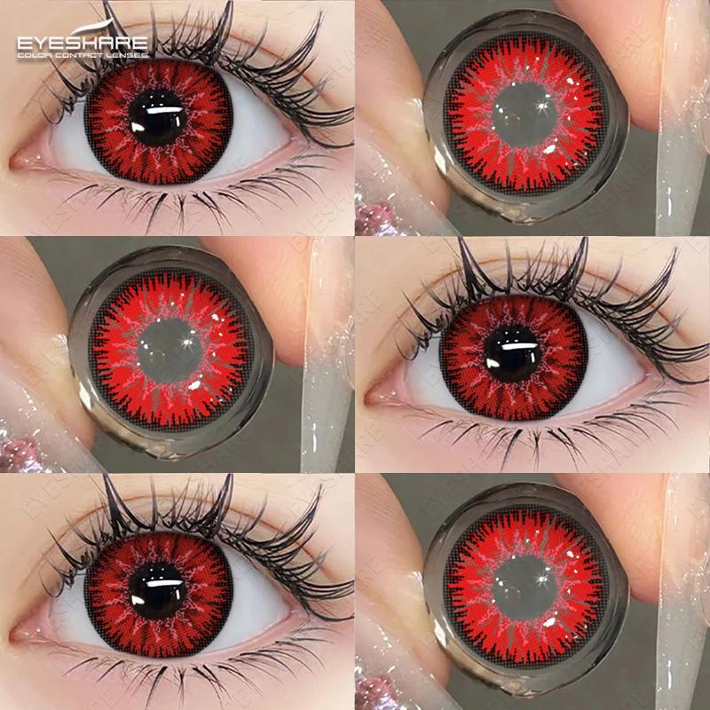 

AMARA красные цветные контактные линзы для косплея для глаз, линзы для глаз аниме, 1 пара красных контактных линз, косметические цветные линзы для глаз