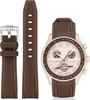 Jumpsunfun 20mm Watch Band for Omega and Quick Release Silicone Strap with Replacement Brown with White Stitching X, Swatch, Speedmaster, MoonSwatch,
