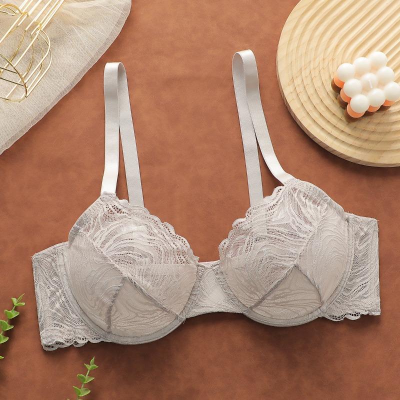 Women Olive Green Lace Bra Underwire Supportive Full Cup Comfortable Everyday Lingerie XL серый