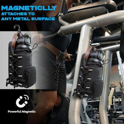 Magnetyczna torba sportowa, torba na ramię, uchwyt na butelkę z wodą, kieszenie na telefon i pasek na ramię, magnetyczna kieszeń na butelkę do siłowni, podróży, pracy, sportu
