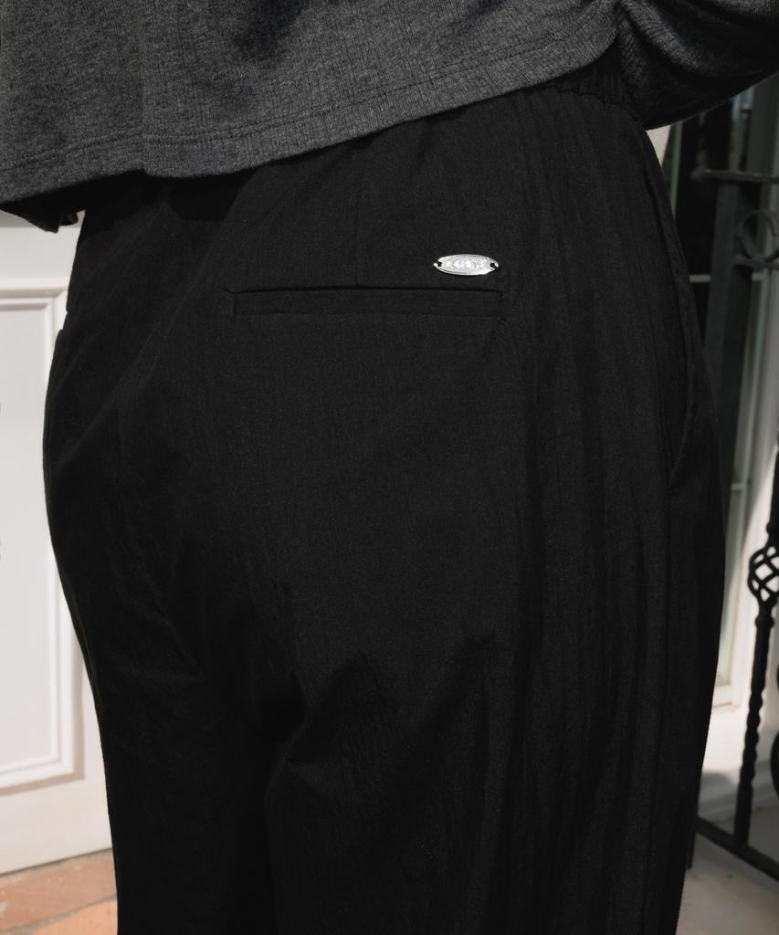 DEHEVE String Pintuck Wide Pants [Black]