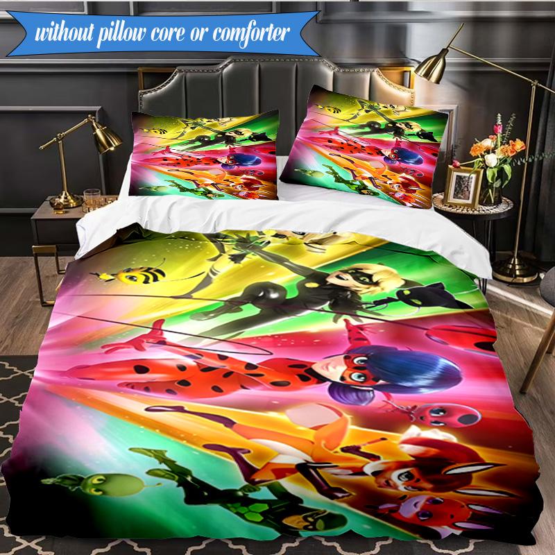 3PCS Miraculous Adventures Bedding Set,Including 1pc Duvet Cover And 2pcs Pillowcases Perfect for Bedroom, Dormitory, Fan Christmas gift
