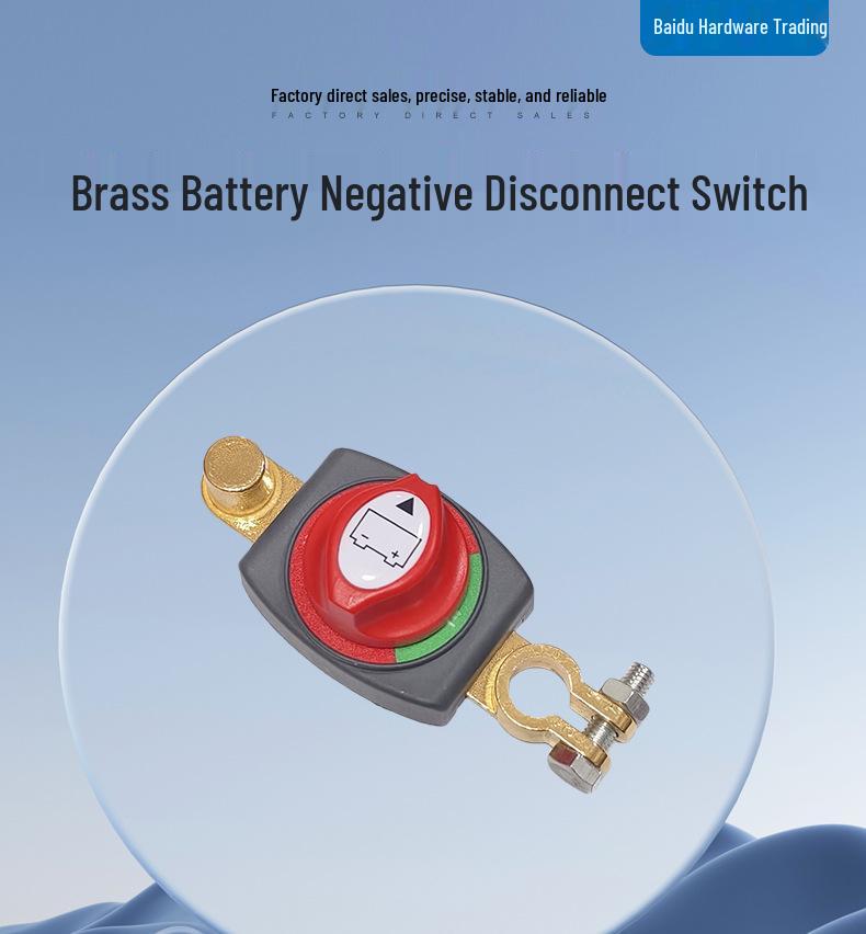 Brass Car Battery Disconnect Switch for 12V/24V, 15-17mm Negative Terminal.