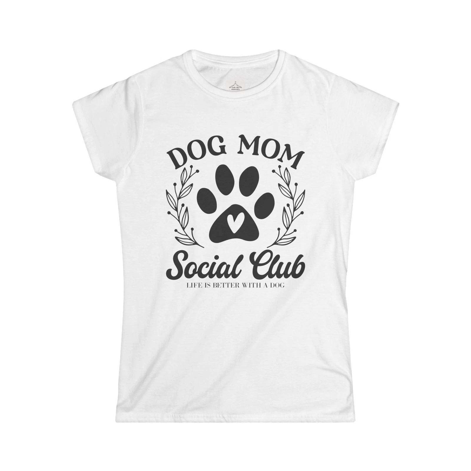 Dog Mom Social Club Tee, Cute Pet Lovers T-Shirt, Gift for Dog Moms, Casual S