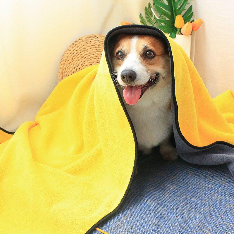 

Dog Bath Towel Quick-Drying Bath Super Strong Water Absorbent Wipe Dry Large Dog Towel Corgi Teddy Special Pet Supplies Yellow Medium(100X50cm)