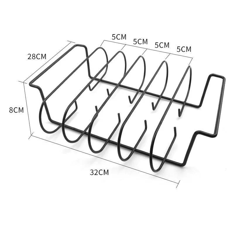 Non-Stick BBQ Rib Rack Stand Barbecue Steaks Racks Stainless Steel Chicken Beef Ribs Grill Black for Gas Smoker BBQ Tools Bbq