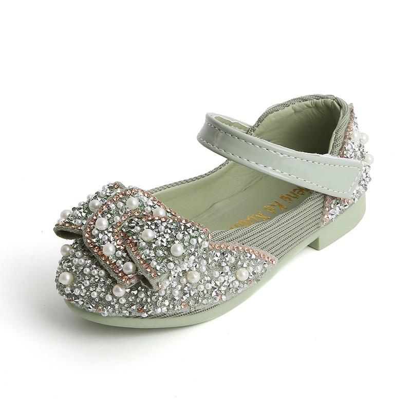 

Girls Princess Style Shoes Children s Dance Footwear with Rhinestones, Bowknot Performance Flats for Toddlers & Girls 36 зелений