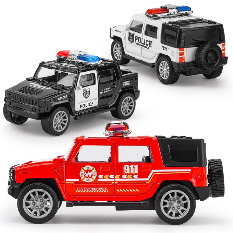 1:64 Diecast Geländepolizeiauto Modell Mini Spielzeugfahrzeug für Jungen, Simulationslegierung Streifenwagen Greifautomat Spielzeug Geschenk