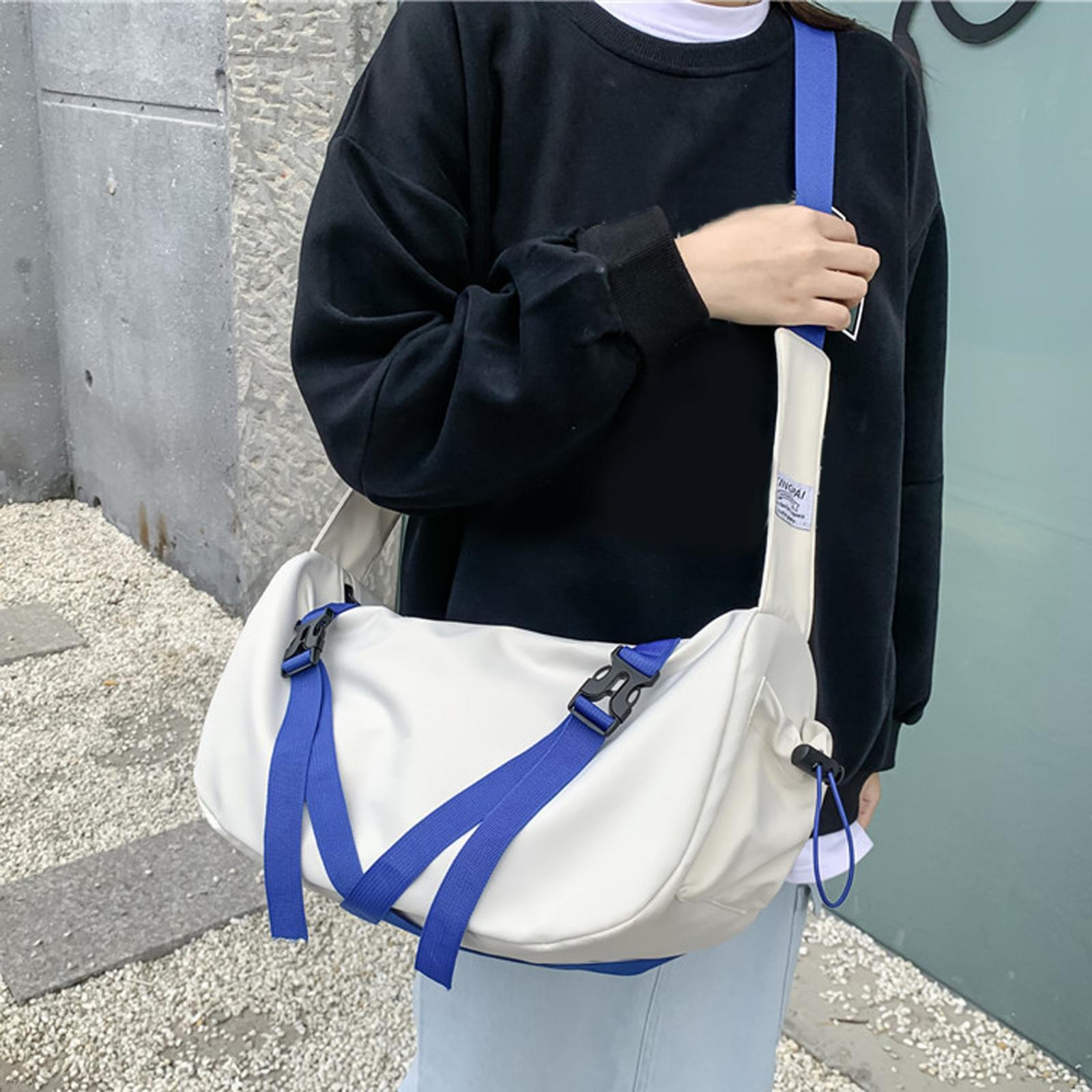 

Мужская сумка через плечо, сумка через плечо, большая вместимость, дорожная сумка-тоут для летней работы White Blue Strap