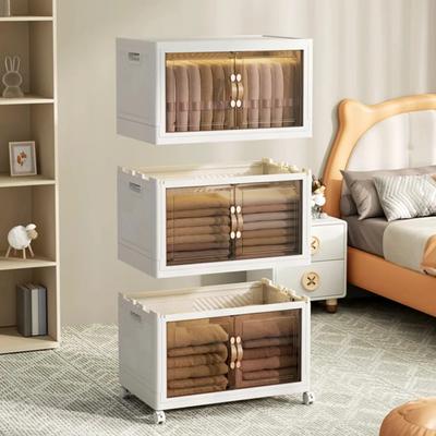 Armoires pliantes à roulettes, design surélevé, gain de place, boîte de rangement pour chambre à coucher, armoires de cuisine en plastique de grande capacité