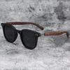 Unisex European & American Style Wood Grain Rivet Sunglasses - UV Protection & Sunshade