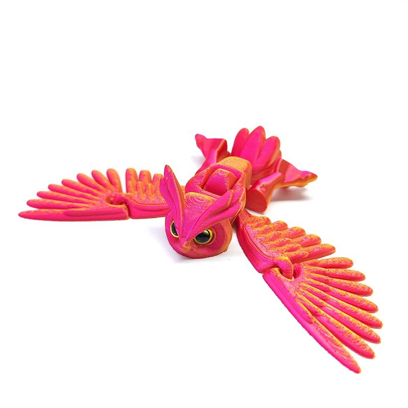 3D Printed Flying Owl Toy:Lifelike Desk Decor with Movable Wings for Realistic Soaring - Educational Gift